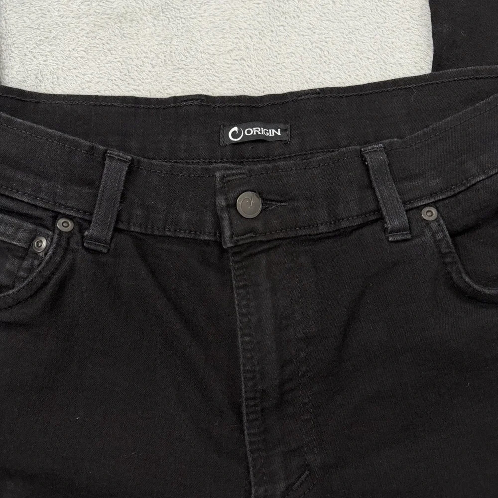 Origin Jeans Mens 36x32 Black Straight Fit Denim Stretch Waist Made In USA